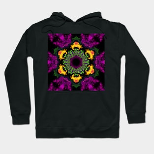 Psychedelic Kaleidoscope Flower Purple Orange and Black Hoodie